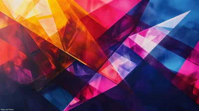 Midjourney - Ways and Means", abstract, polygon, mathematical, eerie, pure, minimalist, joyful, hopeful, pop art, neon